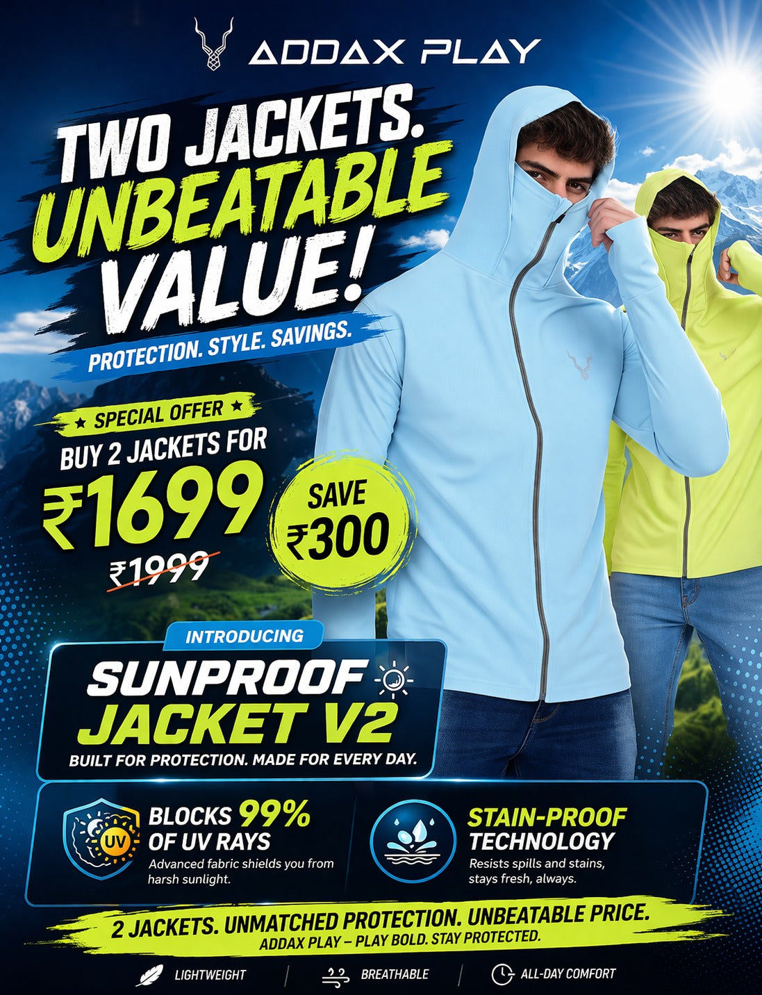 Men's Sunproof Jacket V2- Sky Blue