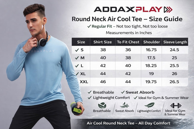 Size Chart for Air Cool Tee – Full Sleeve